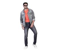 0-DEGREE Men's Jeans, Black Faded Design, Regular Fit, Comfort Stretch, Size 30, WashBlack, 32