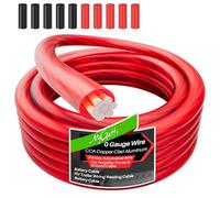 0 Gauge Wire 50FT, Copper Clad Aluminum, Primary Automotive Cable, 1/0 Car Amplifier Power & Ground Wire, Car Audio Speaker, RV Trailer, Amp, Red Translucent Jacket, CCA, with 10 Heat Shrink Tubing