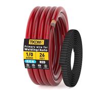0 Gauge Wire CCA Battery Cable - for Automotive Power Ground, Car Audio, RV, Amp Wiring Kit 26 feet Each- Black/Red with 26FT Cable Sleeves (26 FT Red +26FT Cable Sleeves, 1/0 Gauge Wire)