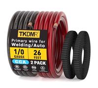 0 Gauge Wire CCA Battery Cable - for Automotive Power Ground, Car Audio, RV, Amp Wiring Kit 26 feet Each- Black/Red with 52FT Cable Sleeves (26 FT Black +26 FT Red +52FT Cable Sleeves, 1/0 Gauge Wire)