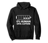 0% Human Until Caffeine Funny Coffee Energy Meter Design Pullover Hoodie