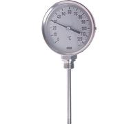 0 to +120°C Stainless Steel Bimetallic Industrial Thermometer 100mm Cabinet 63mm Stem Bottom