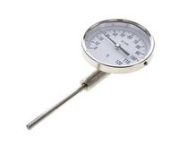 0 to +120°C Stainless Steel Bimetallic Thermometer 100mm Cabinet 100mm Stem Bottom