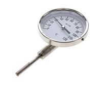 0 to +120°C Stainless Steel Bimetallic Thermometer 100mm Cabinet 63mm Stem Bottom