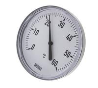 0 to +60°C Plastic Bimetallic Thermometer 100mm Cabinet 40mm Stem with Thermowell