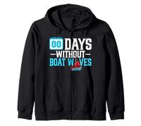 00 Days Without Boat Waves Sailing Boat Boating Zip Hoodie