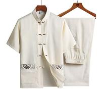 001,41, Tai Chi Uniform Unisex Embroidery Kung Fu Martial Arts Zen Morning Training Suit Short Sleeve Cotton And Linen Men Women Wushu Wing Chun Training Uniform Spring Summer