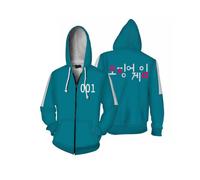 (001, M) Squid Game 001 456 Green Zipper Hoodie Jacket Netflix Lee Jung-jae Seong Gi-Hun