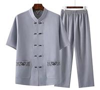 002,41, Tai Chi Uniform Unisex Embroidery Kung Fu Martial Arts Zen Morning Training Suit Short Sleeve Cotton And Linen Men Women Wushu Wing Chun Training Uniform Spring Summer