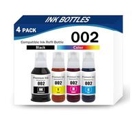 002 Ink Compatible with Epson 002 Ink Cartridges Bottle Multipack for Epson L4151 L4153 L4156 L4158 L4163 L4165 L4166 L4167 L4168 L4169 L4263 L4266 L4267 L4268 L4269 L6166 L6168 L6176,4 Color-1 Set