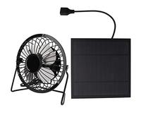 01 02 015 5W Solar Panel Powered Fan, Solar Powered Panel Iron Fan Compact Convenient Durable for Outdoor for Office for Home
