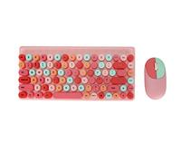 01 02 015 Computer Keyboard & Mouse Combos, Quiet 2.4G Wireless Keyboard and Mouse Set 86 Keys Colorful Keyboard Mouse for Office, for Girl(Pink mixed)