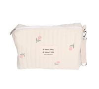 01 02 015 Diaper Storage Bag, Large Capacity Convenient Reusable Baby Bottle Bag Cotton Cloth Portable Cute Pattern for Mother for Travel(Tulip Embroidery)