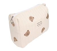 01 02 015 Diaper Storage Bag, Large Capacity Convenient Reusable Baby Bottle Bag Cotton Cloth Portable Cute Pattern for Mother for Travel(Bear Embroidery)