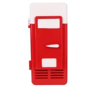 01 02 015 Mini Refrigerator, Compact Size ABS Shell USB Fridge High Efficiency DC 5V 10W with LED Light for Office for Bedroom(red)