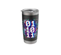 01 10 11 Binary Glitch Art Coding Programmer Humor Stainless Steel Insulated Tumbler