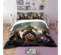 (01, Double 200cm×200cm) 3D The Avengers Duvet Cover Set Hulk Bedding Set Single Double King Pillow cases