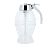 01 Honey/Syrup Dispenser, Honey Jar with Stand, Glass, Rustic, Natural, 10x8x15cm / 3.9x3.1x5.9in