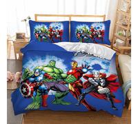 (01, King 240cmx220cm) The Avengers Duvet Quilt Cover Set Bedding Set Single Double King Pillow cases