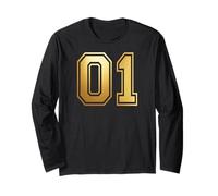 01 Number One Team Sports Graphic Varsity Matching Long Sleeve T-Shirt