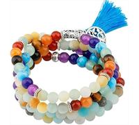 011,108 Beads Rosary Wrap Wristband for Men And Women, Tibetan Buddhist Meditation Stone Necklace, Unisex Elastic