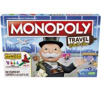Hasbro Gaming Monopoly Travel World Tour Strategy Board Game for Family & Kids, Classic Gameplay with Geography Twist, Includes Dry-Erase Gameboard & Token Stampers, Ages 8+