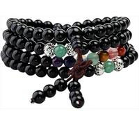 013,108 Beads Rosary Wrap Wristband for Men And Women, Tibetan Buddhist Meditation Stone Necklace, Unisex Elastic