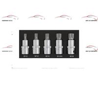 BlueSpot 5 PCE Spline Bit 1/2" Set (M10-M18) (EVA FOAM) Knurled Sockets