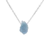 0168 Natural Aquamarine Necklace Women S925 Sterling Silver INS Versatile Personality Clavicle Chain