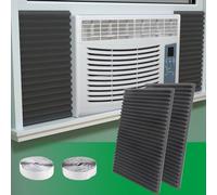 01VACUUM001BLACK Window Air Conditioner Side Insulated Panel, 2PIC Full Surround Insulation Panels Window Seal Kit, WinterSummer Winter Heat and Draft Insulating,Insulation Foam Material (1BLACK)
