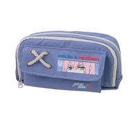 02/Zero Two Pencil Case Anime 02 Pencil Pouch, Canvas Pencil Case Double Zipper Multi-Compartment Large Capacity Pencil Bag Makeup Organizer for Teen Middle School Student 21 x 11CM