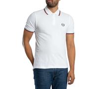 Sergio Tacchini Men's 020 Stripe Collar Polo Shirt, White/Black/Adrenaline, 3XL