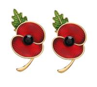 024 Remembrance Day Red Poppy Flower with Green Leaf Lapel Pin Badge Brooch Lest We Forget