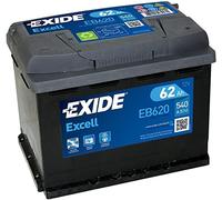 027 Car Battery Exide EB620 12V 62Ah 520CCA - Dynamp DF621 Equivalent
