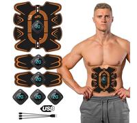 02FIT Abs Stimulator, Muscle Stimulator, Abdominal Muscle Trainer, Rechargeable 12 Modes EMS Training Device with LED Screen, Portable Muscle Toner for Abdomen Arm