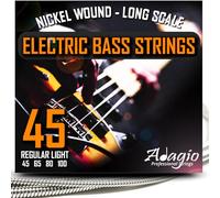 .045-100 Medium/Light Electric Bass Guitar Strings Set for Power/Swing Nickel Plated - ADAGIO PRO