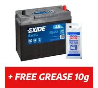 049 Car Battery Exide EB456 12V 45Ah 330CCA + Free Clamp Grease