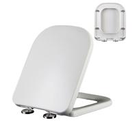 04B,Toilet Seats Square Front Design Toilet Seat Soft Close Quick Release Hinge, Rectangular Toilet Lid Cover, Top Fixing, Square White