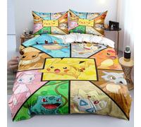 (#05, King 240cmx220cm) Pokemon Pikaqhu 3D Quilt Duvet Cover Bedding Set Single/Double + Pillowcase SETS
