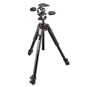 Manfrotto Kit 3-Section Tripod with 3-Way Head in Aluminium, Professional Photography Accessories Kit, Camera Tripod with Camera Head