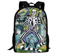 (06) Beetlejuice School Backpack for K-12 Students, Large Capacity Ghost with the Most to Love Print Backpack