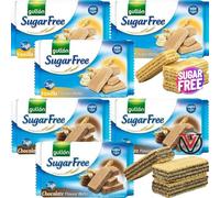 06 x Mixed Gullon Sugar Free Vanillac & Chocolate Creme Filled Wafer 180g - Great as Breakfast Biscuits | VIMIX