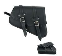 061-Black Motorcycle Saddle bag Leather Motorbike Solo Left side Single Equipment Storage Organizer Seat pack Saddle bag Waterproof Storage tool Box Black