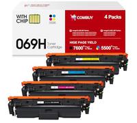 069H Toner Cartridge Set 4 Pack High Yield Replacement for Canon 069 069H Toner Cartridge Works for Canon Color imageCLASS MF753cdw MF751Cdw LBP674Cdw MF752Cdw LBP673Cdw Printer (B/C/M/Y)