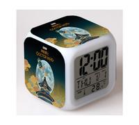 (07, 3-battery model) Doctor Who Color Changing Seven-Color Alarm Clock Square Clock Creative Alarm Clock