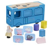 07222 PEPPA Pig Wooden School Bus Shape Sorter, FSC Wood, Wooden Toys, Preschool Gift Age 2, 3, 4