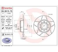 Brembo Brake Disc 08.B413.75 - Rear - Fits Audi A1/A3