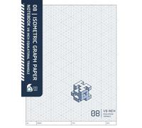08 | Isometric Graph Paper Notebook 1/8 Inch Equilateral Triangle: 3D Isometric Graph Paper Subtle Grid for Architectural & Product Design (Blueprint Cover)