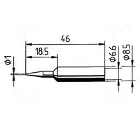 0832BDLF/SB soldering tip conical 1 mm for soldering irons, for soldering sta...