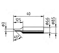 0832TDLF/SB soldering tip horseshoe shape 3 mm for soldering irons, for solde...